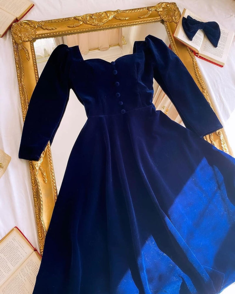 Velvet frock Blue And Red