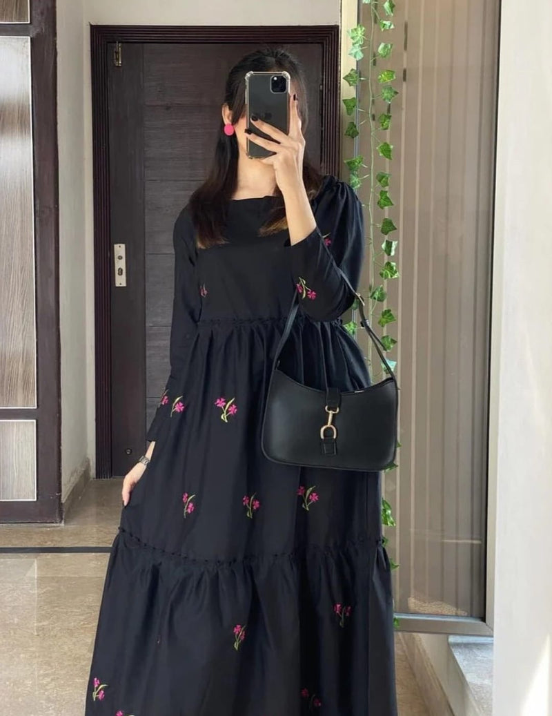 Embroided black frock